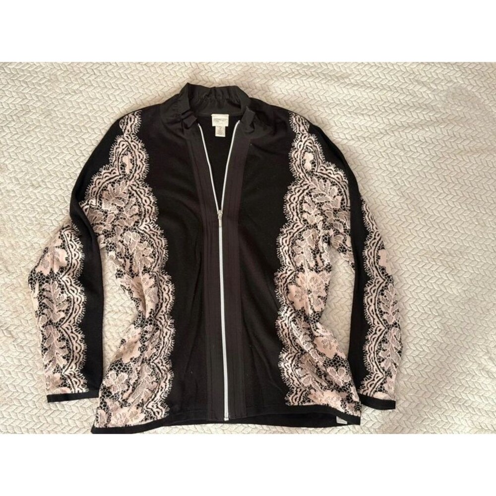 Zenergy by Chicos lacer printed sweat top size 2